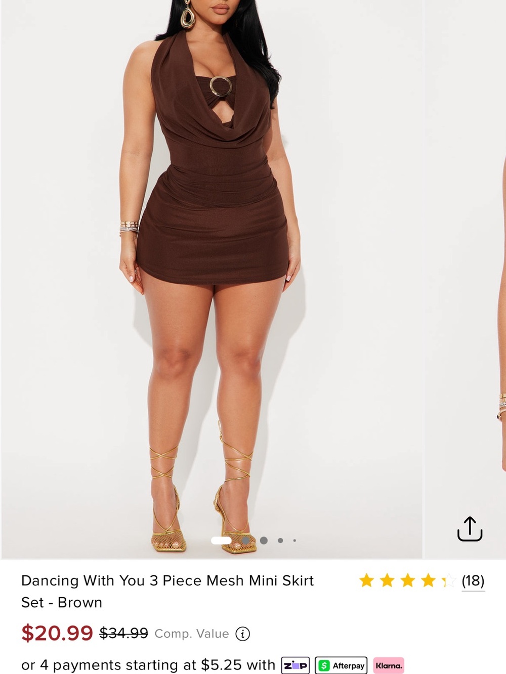 Fashion Nova Brown Mesh Halter Mini Dress